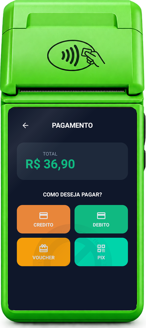 Tela de pagamento na maquininha